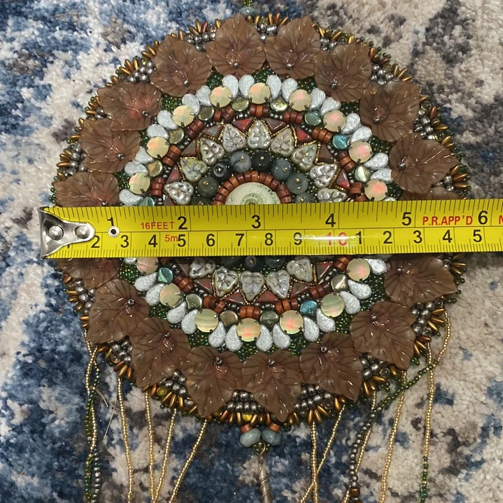 Bead Embroidered Art Meditation Mandala Wall Hanging